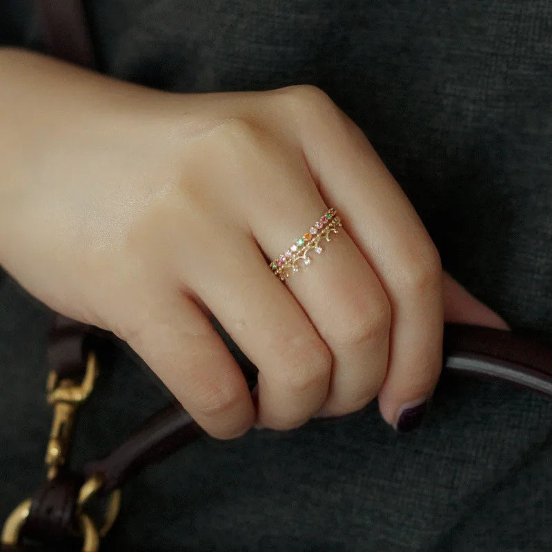 Multicolor Zircon Crown Finger Ring