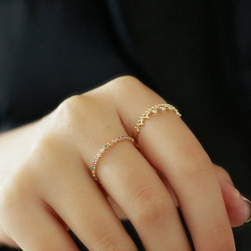 Multicolor Zircon Crown Finger Ring