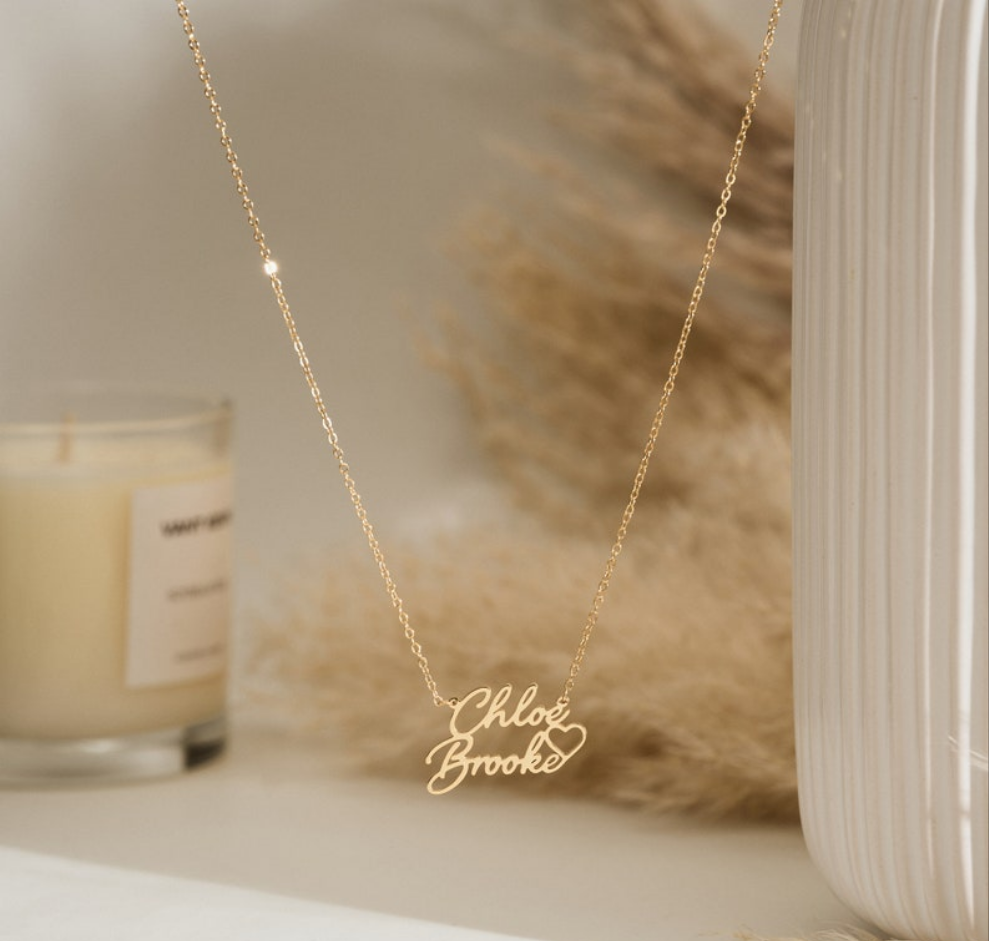 Customizable name with hollow heart design unique high-end necklace
