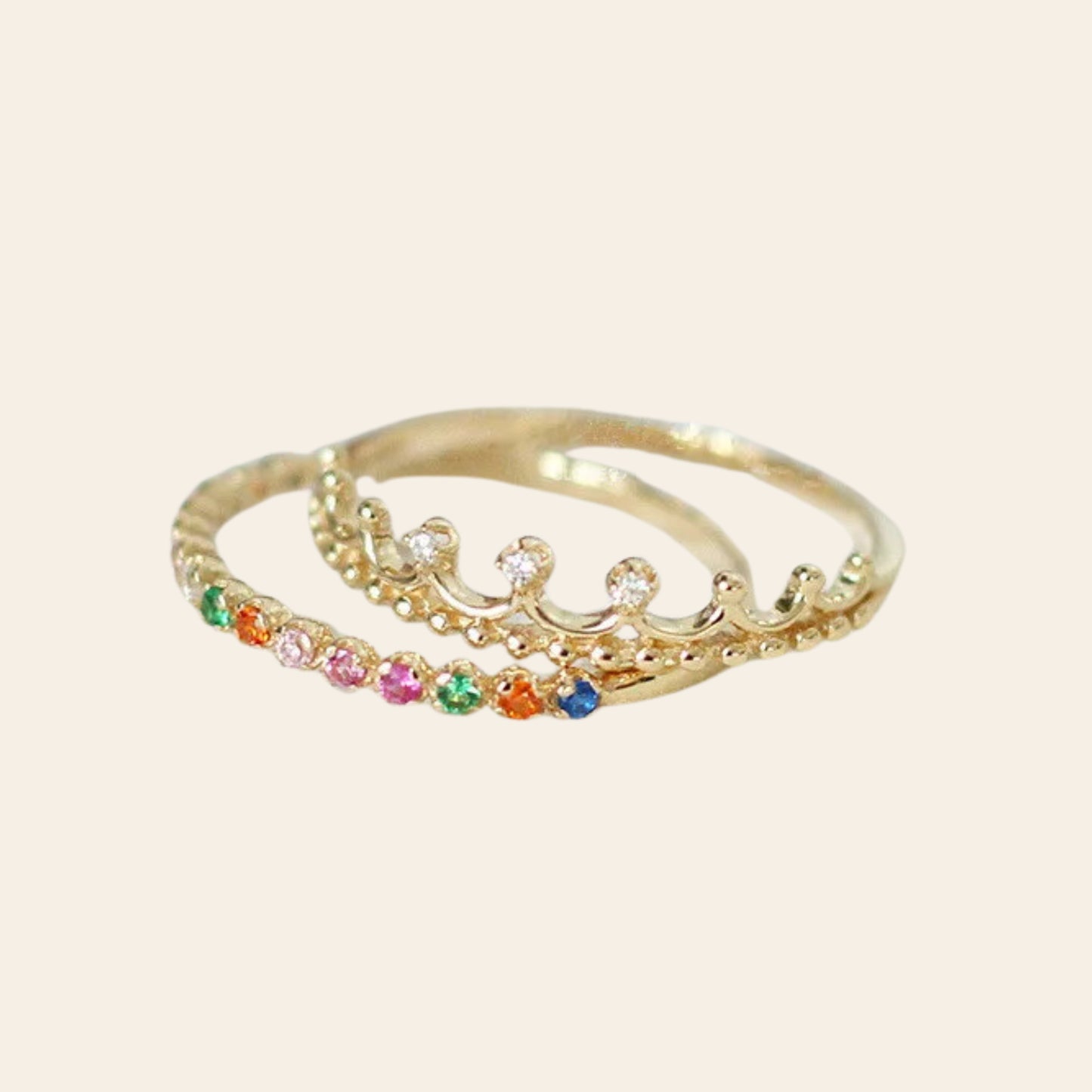 Multicolor Zircon Crown Finger Ring