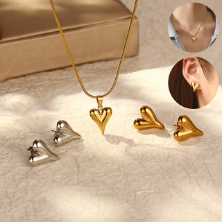 Retro Heart-shaped Necklace and Earrings