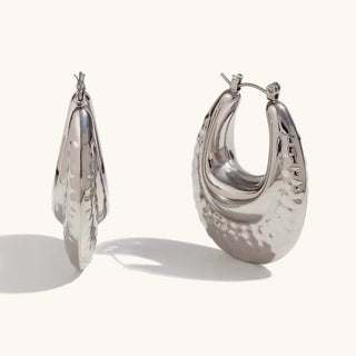 Double-layer Beat Pattern Glossy Water Drop Oval Earrings