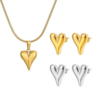 Retro Heart-shaped Necklace and Earrings