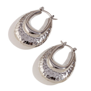 Double-layer Beat Pattern Glossy Water Drop Oval Earrings