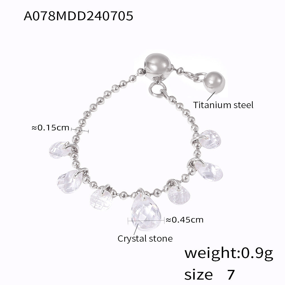 Pearl Chain Crystal Stone Ring