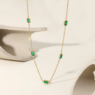 Dainty Gold Plated Green Necklace