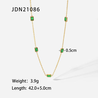 Dainty Gold Plated Green Necklace