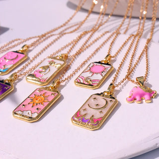 Pink Tarot Card Cute Necklace, Pink tarot card, cute accessories, cute gold plated necklace, cute gold plated pendant, minimal jewellery, everyday jewellery, zodiac sign pendant, zodiac sign jewellery, tarot pendant, gift for her, gold plated pendant, gold plated jewellery for everyday, 