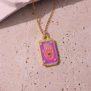 Pink Tarot Card Cute Necklace, Pink tarot card, cute accessories, cute gold plated necklace, cute gold plated pendant, minimal jewellery, everyday jewellery, zodiac sign pendant, zodiac sign jewellery, tarot pendant, gift for her, gold plated pendant, gold plated jewellery for everyday, 