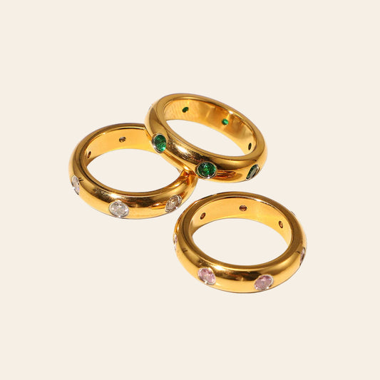 18K Gold Stainless Steel Retro Micro Set Ring