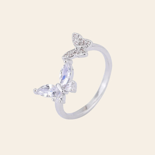 Silver Butterfly Open Rings For Women
