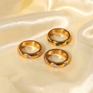 18K Gold Stainless Steel Retro Micro Set Ring