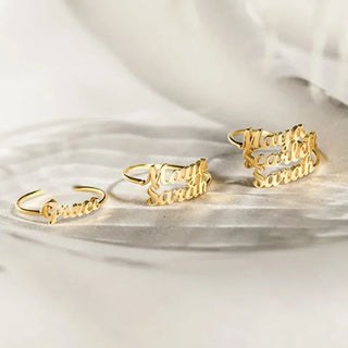 Adjustable custom ring with 1-3 names , custom ring  ,gold ring , name ring, ring with name, gold ring with name, gold plated ring,