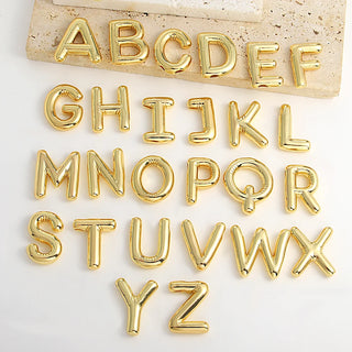 Gold Plated Copper Chunky Alphabet Balloon Bubble Initial Letter Pendant Necklace for Women Men Charm Necklaces, Initial Letter Pendant Necklace, gold necklace, gold pendant, gold pendant with initial, initial pendant, letter pendant, jewellery for gift