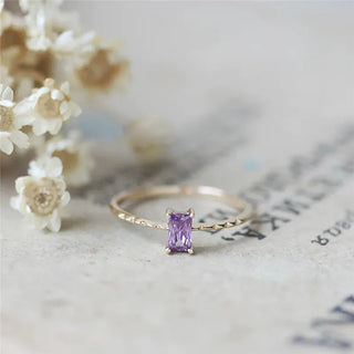 Light Luxury Vintage Purple Zircon Ring