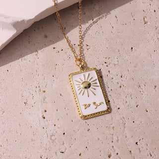 Pink Tarot Card Cute Necklace, Pink tarot card, cute accessories, cute gold plated necklace, cute gold plated pendant, minimal jewellery, everyday jewellery, zodiac sign pendant, zodiac sign jewellery, tarot pendant, gift for her, gold plated pendant, gold plated jewellery for everyday, 