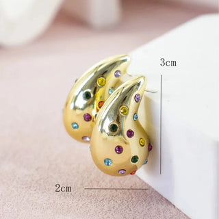 Colorful Crystal Water Drop Stud Earrings