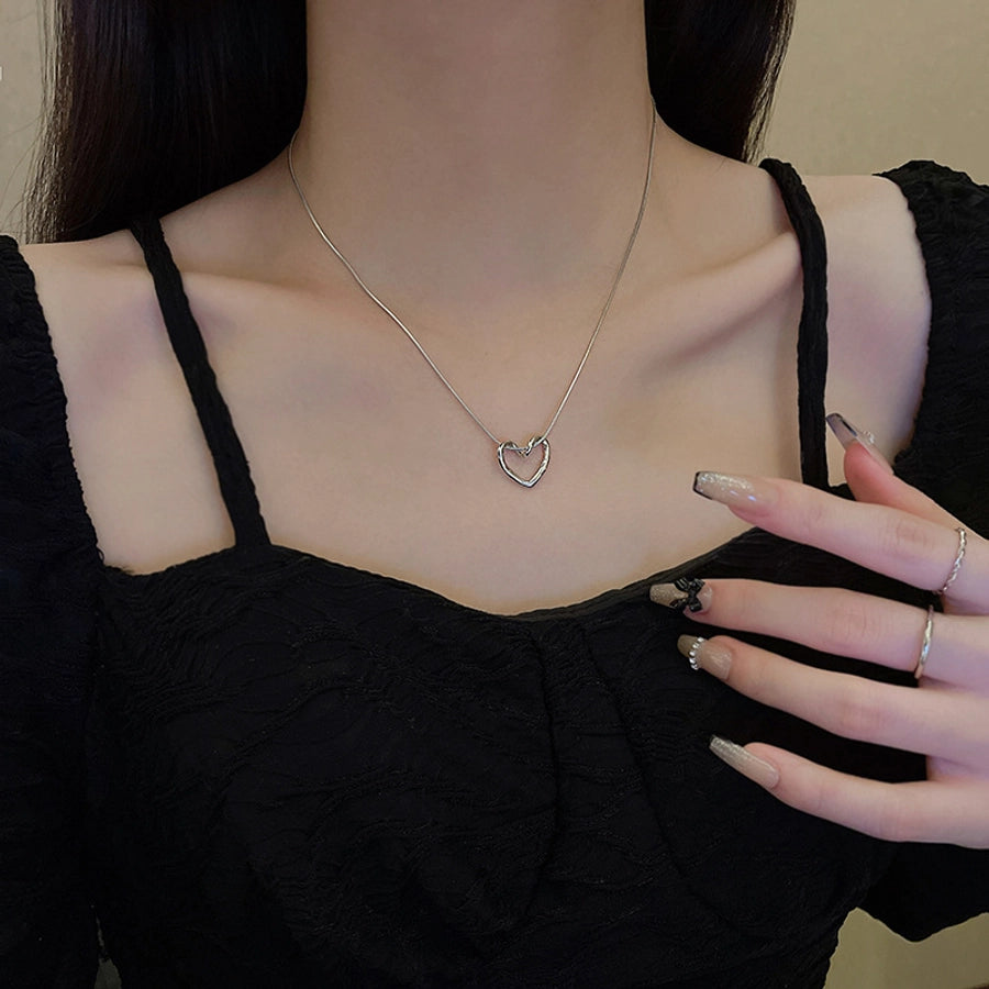 fashion heart shape titanium steel pendant necklace 1 piece