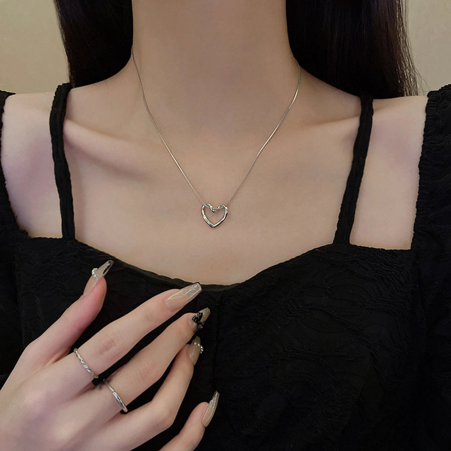 fashion heart shape titanium steel pendant necklace 1 piece