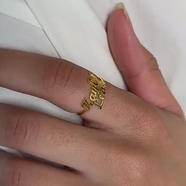 Adjustable custom ring with 1-3 names , custom ring  ,gold ring , name ring, ring with name, gold ring with name, gold plated ring,